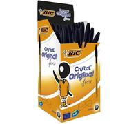 BIC Cristal Original Stylo bille à capuchon - pointe fine 0,8 mm - Noir