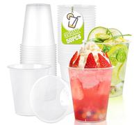 50 Tasse à Boire 36cl Incassable Verre à Granité a Gobelet 360ml Enfant Slushy Cup Polypropylène Dur Transparent Paillettes Argentées Verres Élégants pour Anniversaires Mariages Noël Barbecues Fêtes