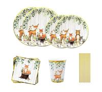 50 Vaisselle Anniversaire,Assiette Anniversaire Jungle Animaux,Tasse,Serviette,Papier Paille,Pour l'Anniversaire Des Enfants, Thème De La Fête d'Anniversaire Jungle,Safari, Zoo (10 Invités)