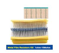 50 values 1/4W 0.25W 1% Metal Film Resistor Assortment Kit Set 1R-10mR 1ohm-10Mohm resistor samples kit BIANMTSW(500pcs with box)