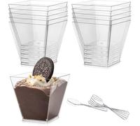 50 Verrines Plastique Réutilisables, Coupes à dessert durable avec Cuillères, Transparent Tasses à Dessert, Bols à Transpar VERRINE