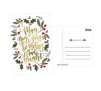 50 Vert et doré Cartes de vœux de vacances, Cute Fancy vierge d'hiver de Noël Ensemble de carte postale, Bulk Lot de Premium Seasons Greetings Note, Happy New Years pour enfants, Business Bureau ou Église Notes de remerciement