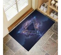 50 x 80 cm, paillasson d'entrée intérieur et extérieur, Tapis à Technologie Moderne Triangle géométrique, Tapis de Sol résistant à la décoloration, Profil Bas, Facile à Nettoyer Bleu-Violet