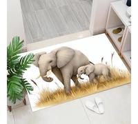 50 x 80 cm, paillasson d'entrée intérieur et extérieur, Tapis Animaux Sauvages La Richesse des éléphants, Tapis de Sol résistant à la décoloration, Profil Bas, Facile à Nettoyer Jaune grisâtre