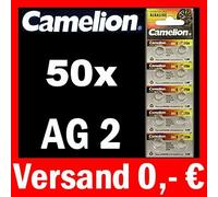 50 x AG2 LR59 Pile bouton 196 396 GP96 A SR726 W Camelion