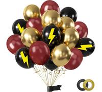 50 X Birthday Balloons Black/Gold/Burgundy Red \ 12 Inches Birthday Party Decoration Magic Theme / Academy Birthday Boys & Girls Kit For Girls Party Kit