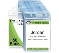 50 X Clear Plastic Vertical Holder Card Name Tag Badge Small Clear
