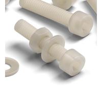 50 x douilles en nylon, vis de machine en plastique M4 x 20mm, boulons, écrous et rondelles