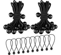 50 X Elastic Bungee Cords,150 Mm Flexible Elastic Sandow,Durable Elastic Cords,Ball Bungee Cord (Black)