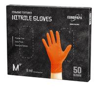 50 X Extra Thick Diamond Grip Diamond Gloves Black And Orange Disposable Gloves Perfect Grip Mounting Protective Gloves Powder-Free Latex Free Work Gloves (M,Orange)