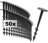 50 X Ground Fixing Pins-Plastic Ground Anchors-Weed And Garden Canvas Fixing Hooks-Ground Nails With Barbels