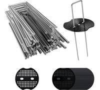 50 X Mulch Cloth Fixing Pegs With 50 Sardine Washers,10 Cm Galvanised Steel Garden Pegs,Canvas Mulching Stakes For Camping,Weed Protection,Geotextile,Tarpaulin