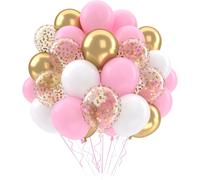 50 X Pink Gold White Gold Birthday Balloons, Rose Gold Balloons Helium Latex Balloon Confetti Balloon For Girls, Women, Birthday, Wedding, Party Decoration, Baby Shower Girls