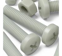 50 x tête cylindrique en super nylon renforcé de fibre de verre, vis à tête cruciforme, M8 x 40 mm, écrous et boulons en plastique, rondelles