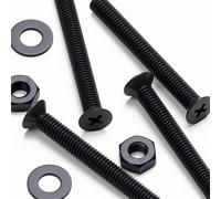 50 x tête fraisée en nylon noir, vis de machine en plastique pour traverse, M3 x 25mm, boulons, écrous et rondelles