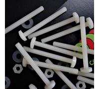 50 x têtes plates en nylon, vis de machine en plastique pour traverse, M4 x 40mm, boulons, écrous et rondelles