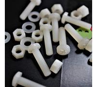 50 x têtes plates en nylon, vis de machine en plastique pour traverse, M5 x 16mm, boulons, écrous et rondelles