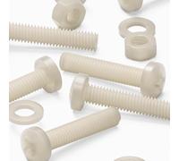 50 x têtes plates en nylon, vis de machine en plastique pour traverse, M6 x 30mm, boulons, écrous et rondelles