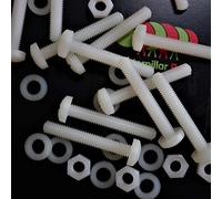 50 x têtes plates en nylon, vis de machine en plastique pour traverse, M6 x 40mm, boulons, écrous et rondelles