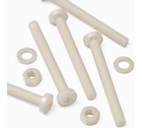 50 x têtes plates en nylon, vis de machine en plastique pour traverse, M6 x 60mm, boulons, écrous et rondelles