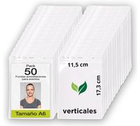 50 X Transparent Vertical Recycled Plastic Badge Holders For A6 Accreditation Cards,Transparent Vertical Pockets Badge Holder Salon Badge Holder Large