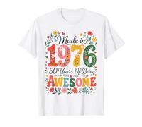50 Year Old Made in 1976 Retro Floral 50th Birthday Women T-Shirt