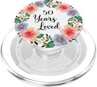 50 Years Loved 50th Birthday Floral 50 Years Loved for Women PopSockets PopGrip pour MagSafe