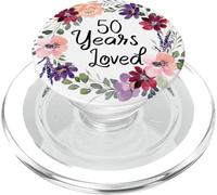 50 Years Loved Floral 50th Birthday Women 50 Years Loved PopSockets PopGrip pour MagSafe