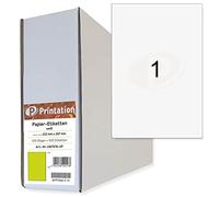 500 A4 Étiquettes autocollantes (210x297mm=A4) imprimables Printation | 500 feuilles A4 avec 1x autocollant par feuille , planche adhésive blanche - pour imprimantes laser & jet d’encre