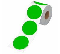 500 autocollants d'inventaire verts ronds, étiquettes de codage couleur à pois circulaires avec ligne de perforation dans un rouleau (7.6 cm de diamètre)