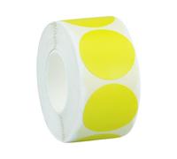 500 Autocollants ronds jaune 25 mm Étiquettes de cercle Codage couleur Point Vinyle Autocollant de sol Imperméable Amovible Rouleau