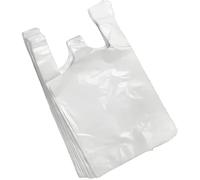 500 BIO Sac de course a bretelle TRANSPARENT (28X14X48) 30 micros sac plastique réutilisable, Sacs de transport Blancs