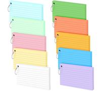 500 Cartes Flash Lignées, 12.7 x 7.6 cm Cartes d'apprentissage avec Anneaux, Fichiers Vocabulaires pour Études, Cartes de Notes, Cartes Modératrices Vierges, 10 Couleurs