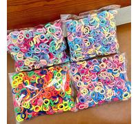 500 élastiques sans cheveux pour enfants sans coutures, anneaux de serviette de couleur à haute élasticité, petits sacs KF-500PCS