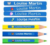 500 étiquettes adhésives personnalisées pour crayons, stylos et marqueurs. Autocollants scolaires avec nom pour marquer les objets. Stickers imperméables pour l'école. Mesure 4,6 x 0,6 cm