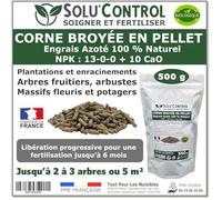 500 g de Corne Broyée en Pellet SoluControl - Formulation haute qualité Organo-Minerale - Engrais Azoté 100% Naturel- Utilisable en Agricultre Biologique