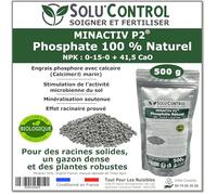 500 g de Minactiv P2® SOLU’CONTROL - Engrais phosphate naturel 0-15-0 + 41,5 CaO - Avec Calcimer® marin et stimulateur microbien - Racines solides, gazon dense et cultures vigoureuses - UAB (Bio)
