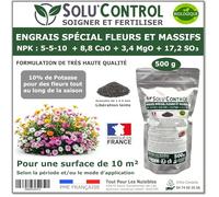 500 g - Engrais Spécial Fleurs et Massifs NPK 5-5-10 - Favorise une floraison abondante, éclatante et durable - Utilisable en Agriculture Biologique (UAB) - Fabriqué en France