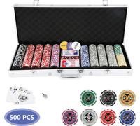 500 jetons de poker Mallette de poker Set de jeuMallette de poker avec étui en aluminium Argent