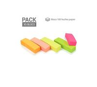 500 Marque-pages adhésifs repositionnables néon pack 5 blocs 50x15mm