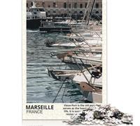 500 Marseille France Creative Square Puzzles Adultes Puzzles en Bois, Jeux de Défi Unique 500 Pièces (52x38cm)