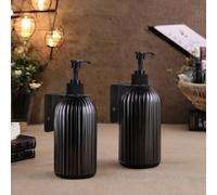 500 ml Bouteille de pompe en plastique noir, distributeur de savon en bandes, bouteille de distributeur rechargeable pour shampoing, revitalisant, savon pour les mains et la vaisselle, 16 oz Ensemble 