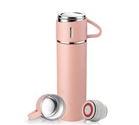 500 ml Bouteille Isotherme,Gourde Isotherme Etanche avec Tasse et Couvercle,Gourde Inox Isotherme,Gourde Isotherme,Thermos isotherme en métal,Bouteille d'eau sans BPA,Pour Sport,Voyage(Rose)