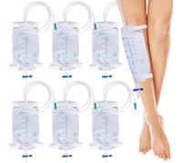 500 ml Sacs à urine de, Sac de jambe pour le drainage de l'urine, Sac de collecte d'urine, Sac de drainage avec 2 sangles, poche d'urine avec valve et évacuation en T, Sac de drainage (Lot de 6)