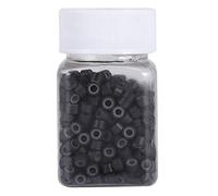 500 PCS 5 MM Perles d'extension de cheveux, Anneaux de lien doublés en silicone pour Extension de cheveux humains 5 couleurs sans glissement(marron foncé)