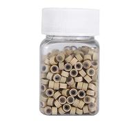 500 PCS 5 MM Perles d'extension de cheveux, Anneaux de lien doublés en silicone pour Extension de cheveux humains 5 couleurs sans glissement(blond)