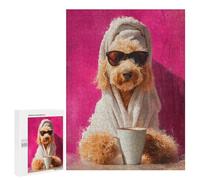 500 PCS Casse-têtes pour Adolescents Chill Poodle with Coffee Mug Casse-têtes pour Adolescents Activités Familiales pour Anniversaire, Noël Et Cadeaux Uniques 500 PCS