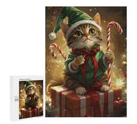 500 PCS Casse-têtes pour Adolescents Christmas Cat Elf Decorations Casse-têtes pour Adolescents Activités Familiales pour Anniversaire, Noël Et Cadeaux Uniques 500 PCS