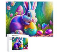 500 PCS Casse-têtes pour Adolescents Colorful Easter Bunny with Eggs Casse-têtes pour Adultes Jeu Pratique Défi Difficile Cadeaux Uniques pour Anniversaire Et Noël 500 PCS