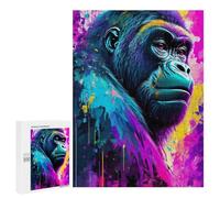 500 PCS Casse-têtes pour Adolescents Colorful Gorilla Portrait Art Print Casse-têtes pour Adolescents Activités Familiales pour Anniversaire, Noël Et Cadeaux Uniques 500 PCS
